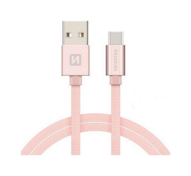 Datový kabel Swissten USB-C (Type-C) 1,2m růžový 50793
