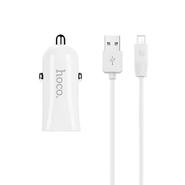 Nabíječka do auta HOCO Z12 micro USB 2.4A Dual bílá 50848