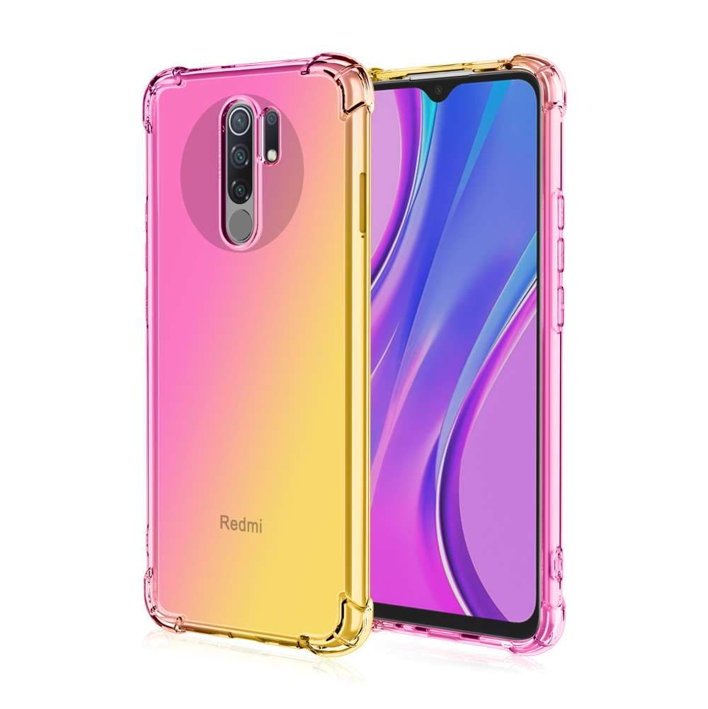 Kryt TopQ Xiaomi Redmi 9 silikon Shock duhový růžovo-žlutý 52758