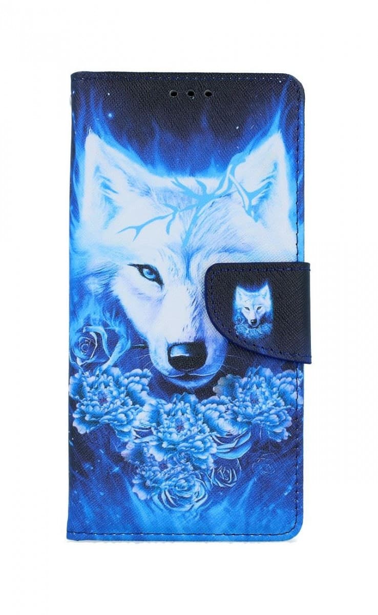 Pouzdro TopQ iPhone SE 2020 knížkové Tyrkysový vlk 54664