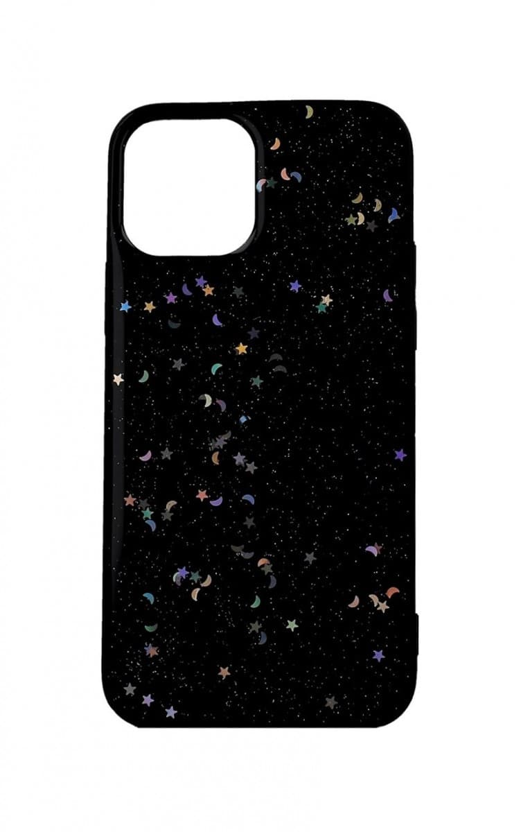 Obal TopQ iPhone 12 Glitter Star černý 55218