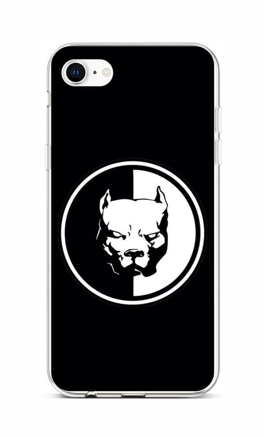 Kryt TopQ iPhone SE 2020 silikon Černobílý pitbull 58775