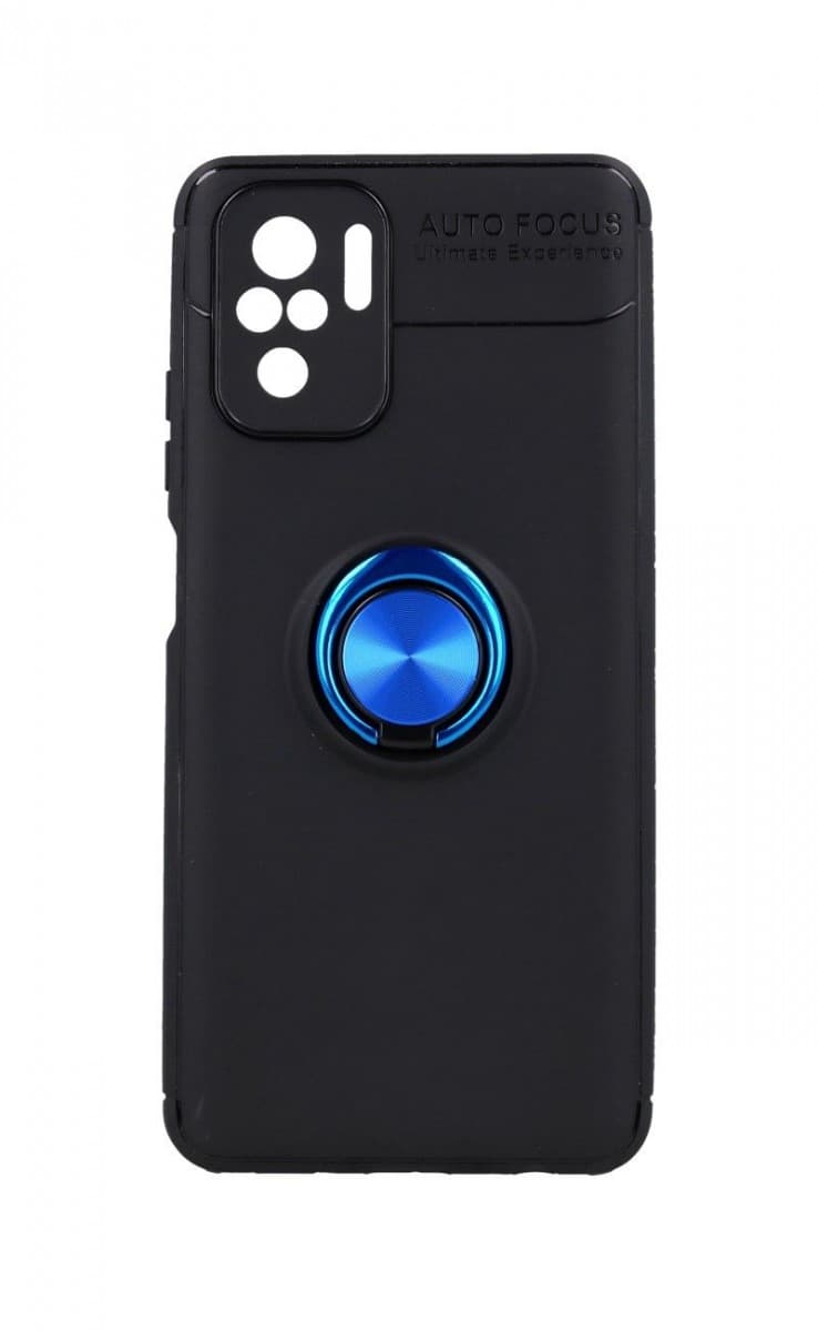 Kryt TopQ Xiaomi Redmi Note 10 silikon černý s modrým prstenem 58845