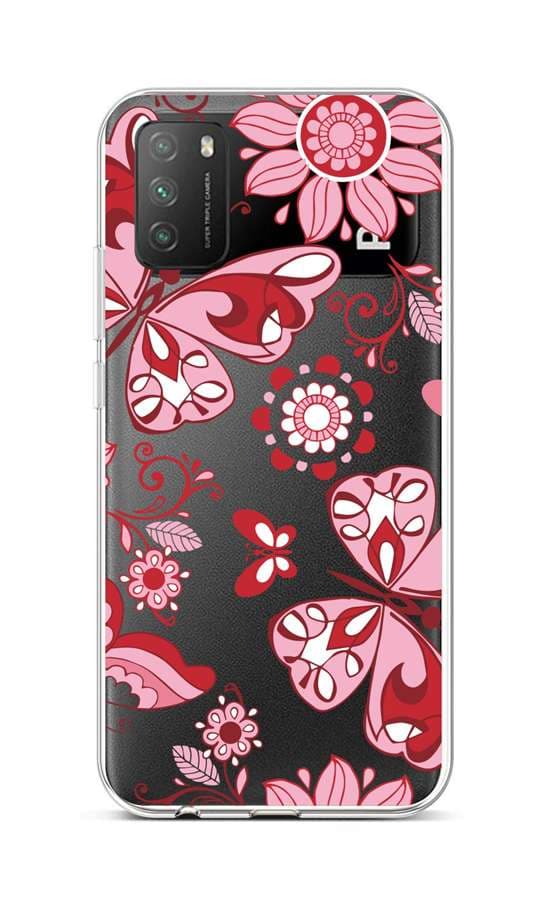 Kryt TopQ Xiaomi Poco M3 silikon Pink Butterfly 60637