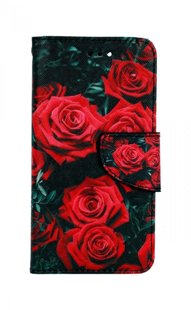 Pouzdro TopQ iPhone SE 2020 knížkové Červené růžičky 62580 - náhled 1