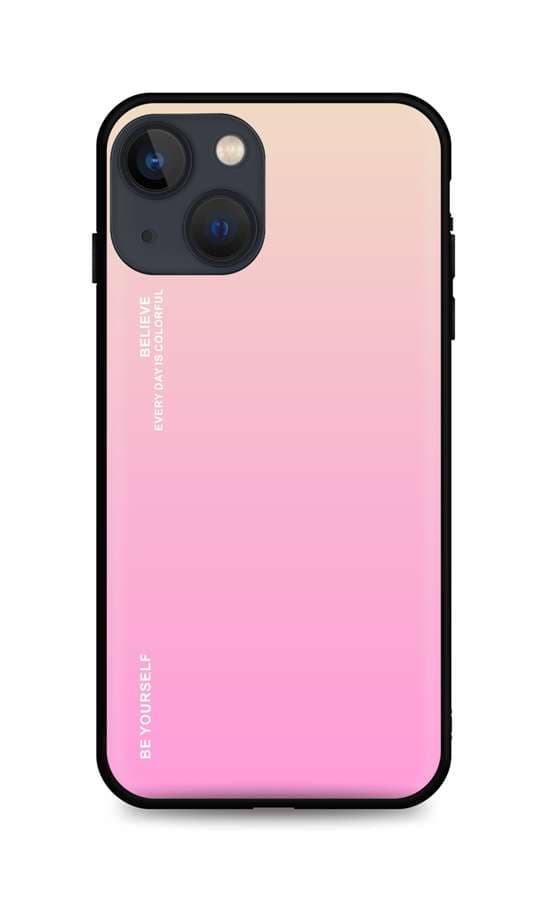 Kryt TopQ LUXURY iPhone 13 pevný duhový meruňkový 64748