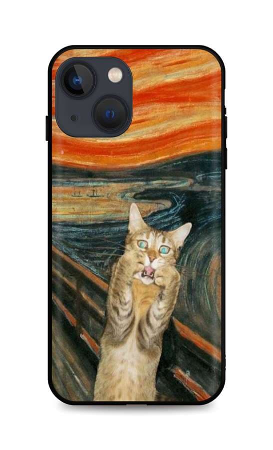 Kryt TopQ iPhone 13 silikon Scared Cat 64894
