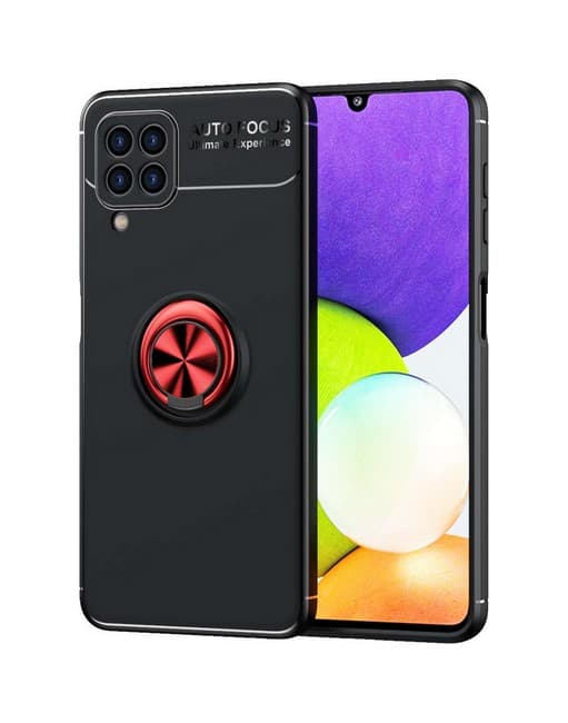 Kryt TopQ Samsung A22 silikon černý s červeným prstenem 65430