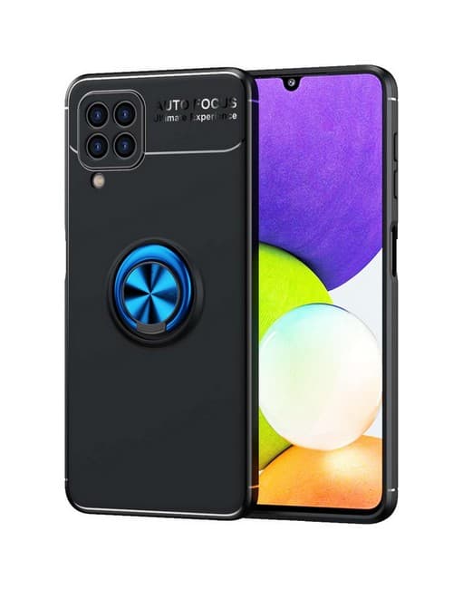 Kryt TopQ Samsung A22 silikon černý s modrým prstenem 65433
