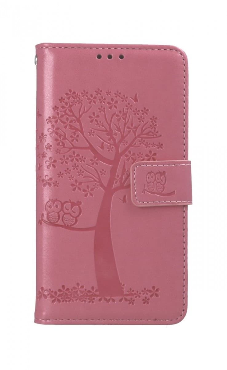 Pouzdro TopQ iPhone 13 knížkové Růžový strom sovičky 66369 - náhled 1