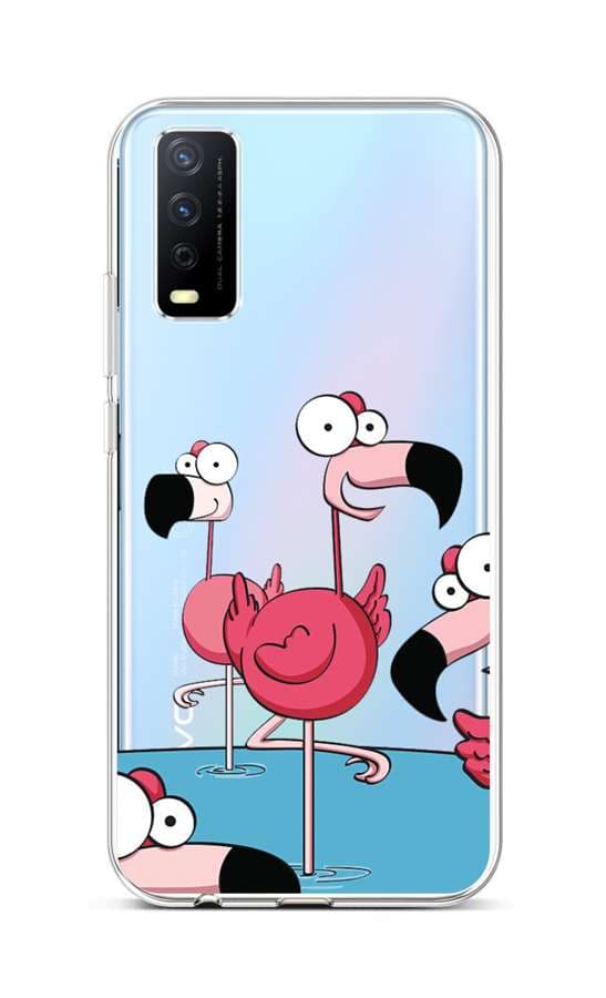 Kryt TopQ Vivo Y11s silikon Cartoon Flamingos 66627