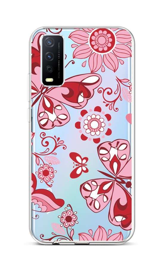 Kryt TopQ Vivo Y20s silikon Pink Butterfly 67001