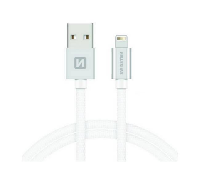 Datový kabel Swissten Lightning pro iPhone 1,2m stříbrný 67920