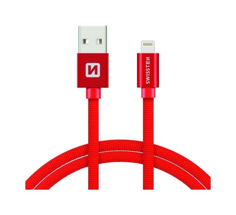 Datový kabel Swissten Lightning pro iPhone 1,2m červený 67924