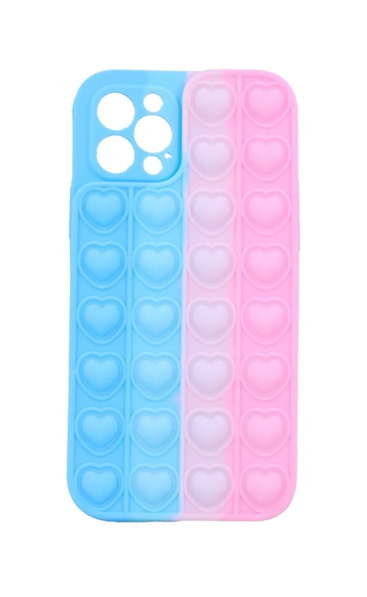 Kryt TopQ Heart Pop It iPhone 12 Pro silikon modro-růžový 67973
