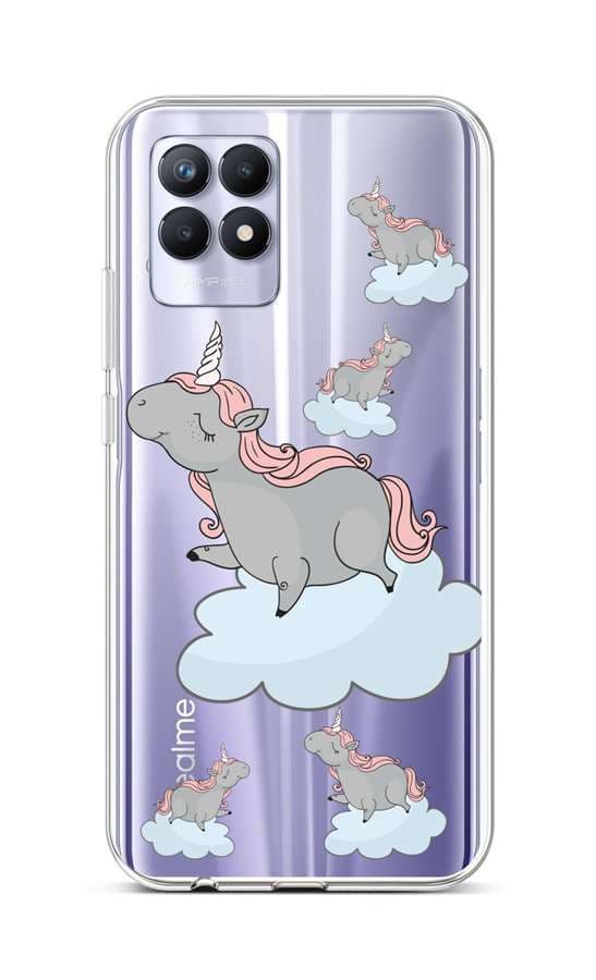 Kryt TopQ Realme 8i silikon Grey Unicorns 69843