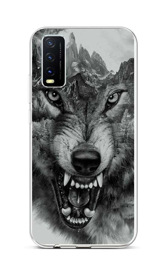 Kryt TopQ Vivo Y20s silikon Černobílý vlk 70115