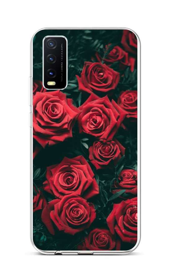 Kryt TopQ Vivo Y20s silikon Červené růžičky 70125
