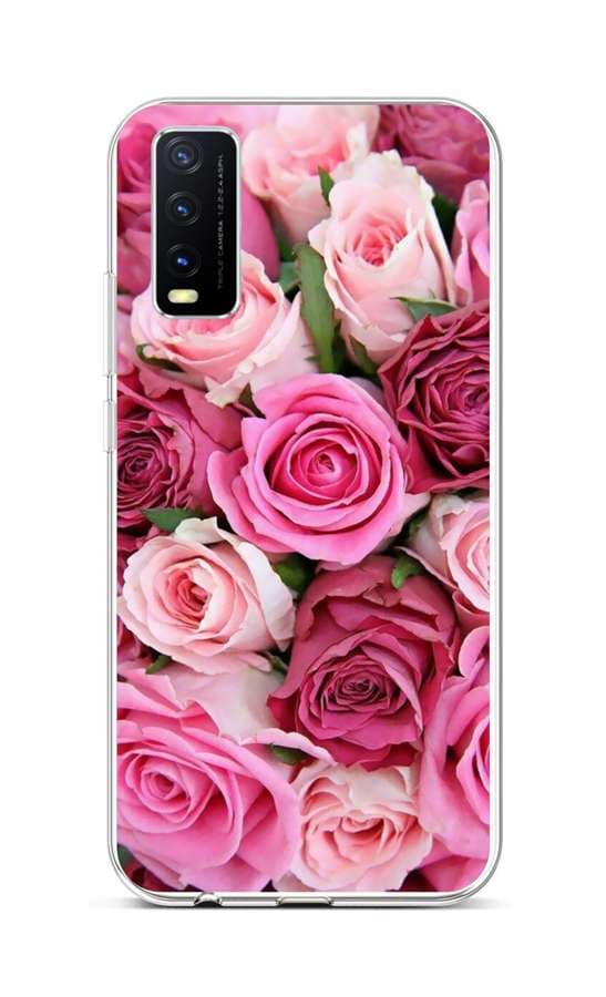 Kryt TopQ Vivo Y20s silikon Růžové růžičky 70143
