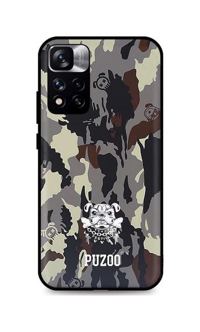 Kryt TopQ Xiaomi Redmi Note 11 Pro+ 5G 3D silikon Maskáčové s buldokem 72481