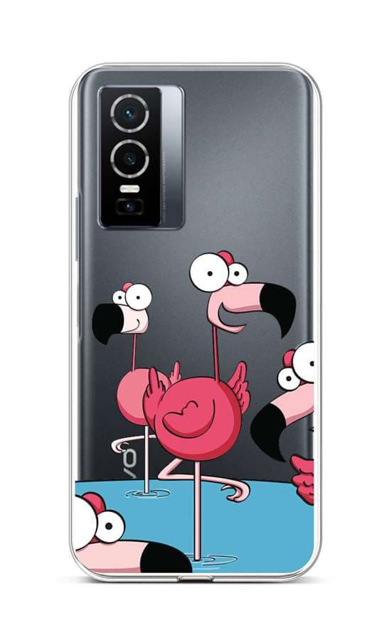 Kryt TopQ Vivo Y76 5G silikon Cartoon Flamingos 72509