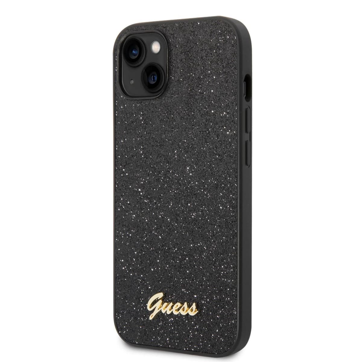 Guess PC/TPU Glitter Flakes Metal Logo Zadní Kryt pro iPhone 14 Plus Black - náhled 1