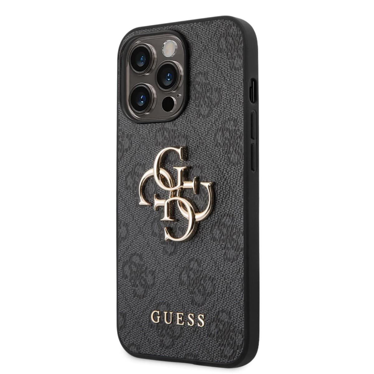 Guess PU 4G Metal Logo Zadní Kryt pro iPhone 14 Pro Max Grey - náhled 1