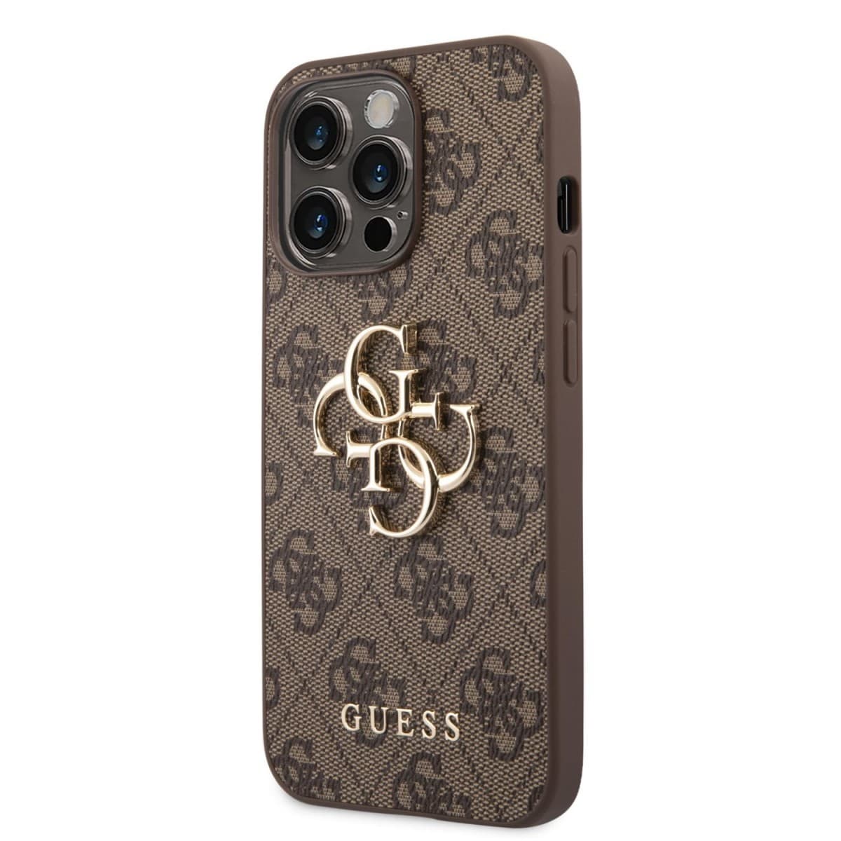 Guess PU 4G Metal Logo Zadní Kryt pro iPhone 14 Pro Max Brown - náhled 1
