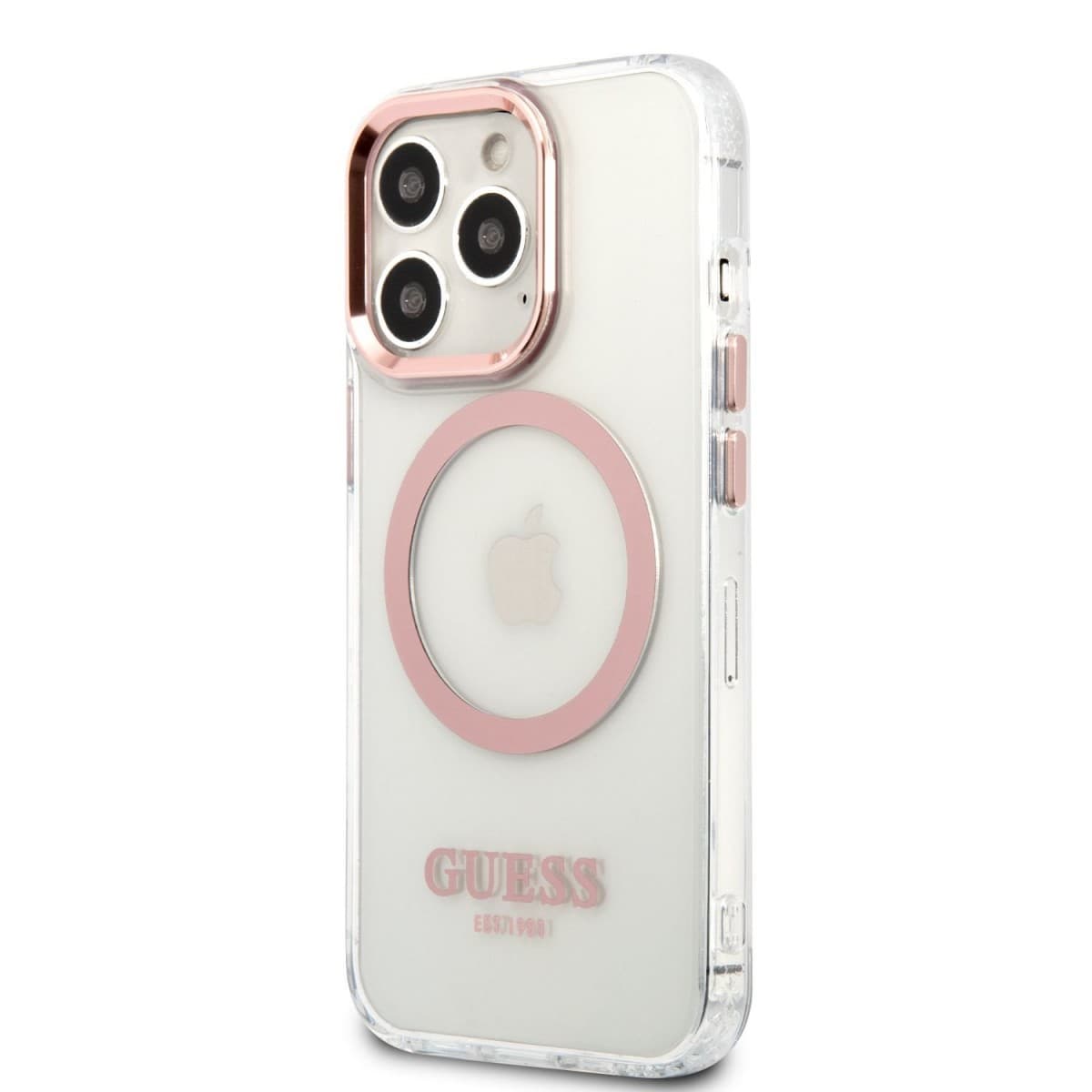 Guess Transparent MagSafe Kompatibilní Zadní Kryt pro iPhone 13 Pro Max Pink - náhled 1