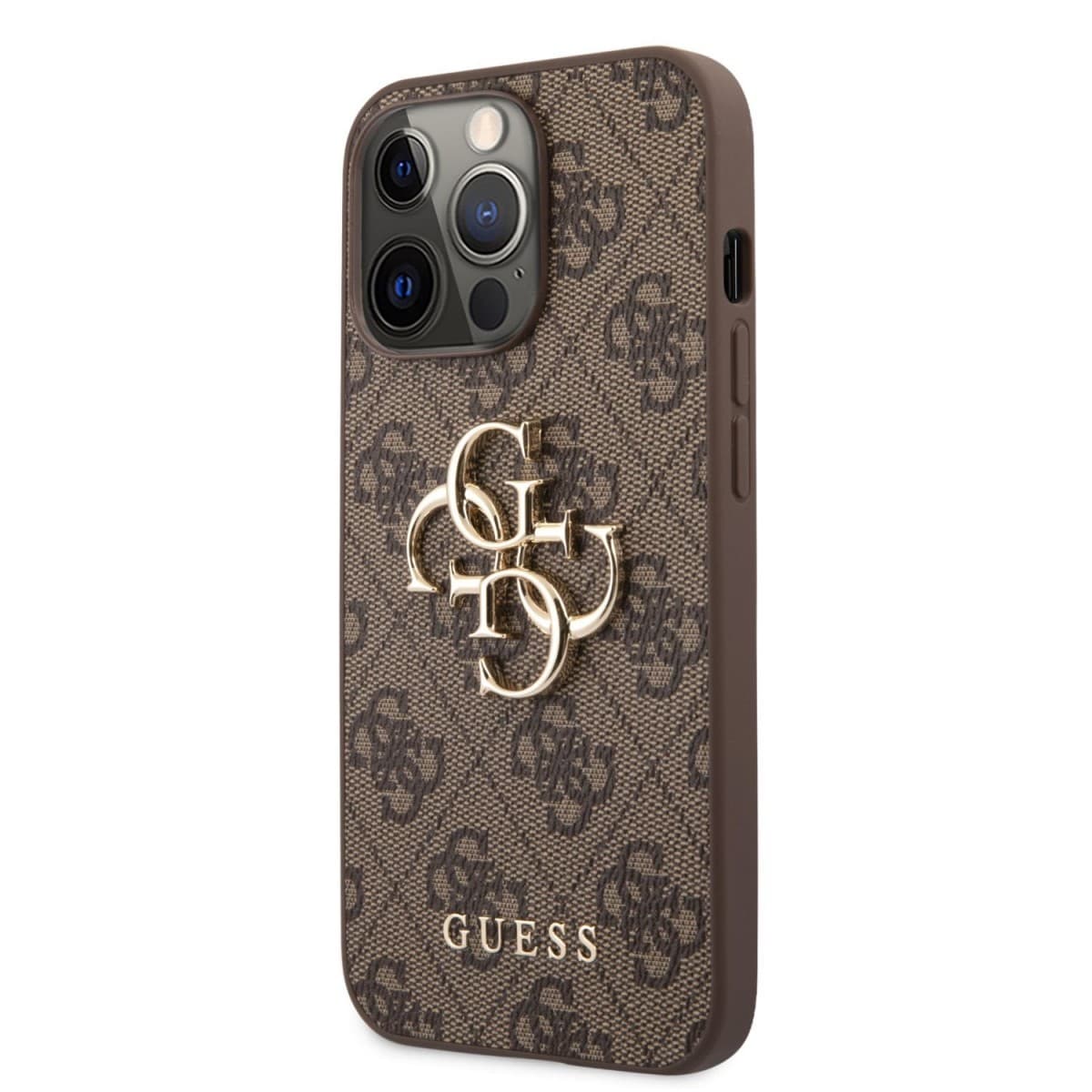 Guess PU 4G Metal Logo Zadní Kryt pro iPhone 13 Pro Brown - náhled 1