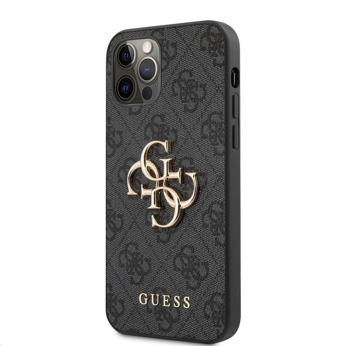 Zadní kryt Guess PU 4G Metal Logo Zadní Kryt pro iPhone 12-12 Pro Grey - náhled 1