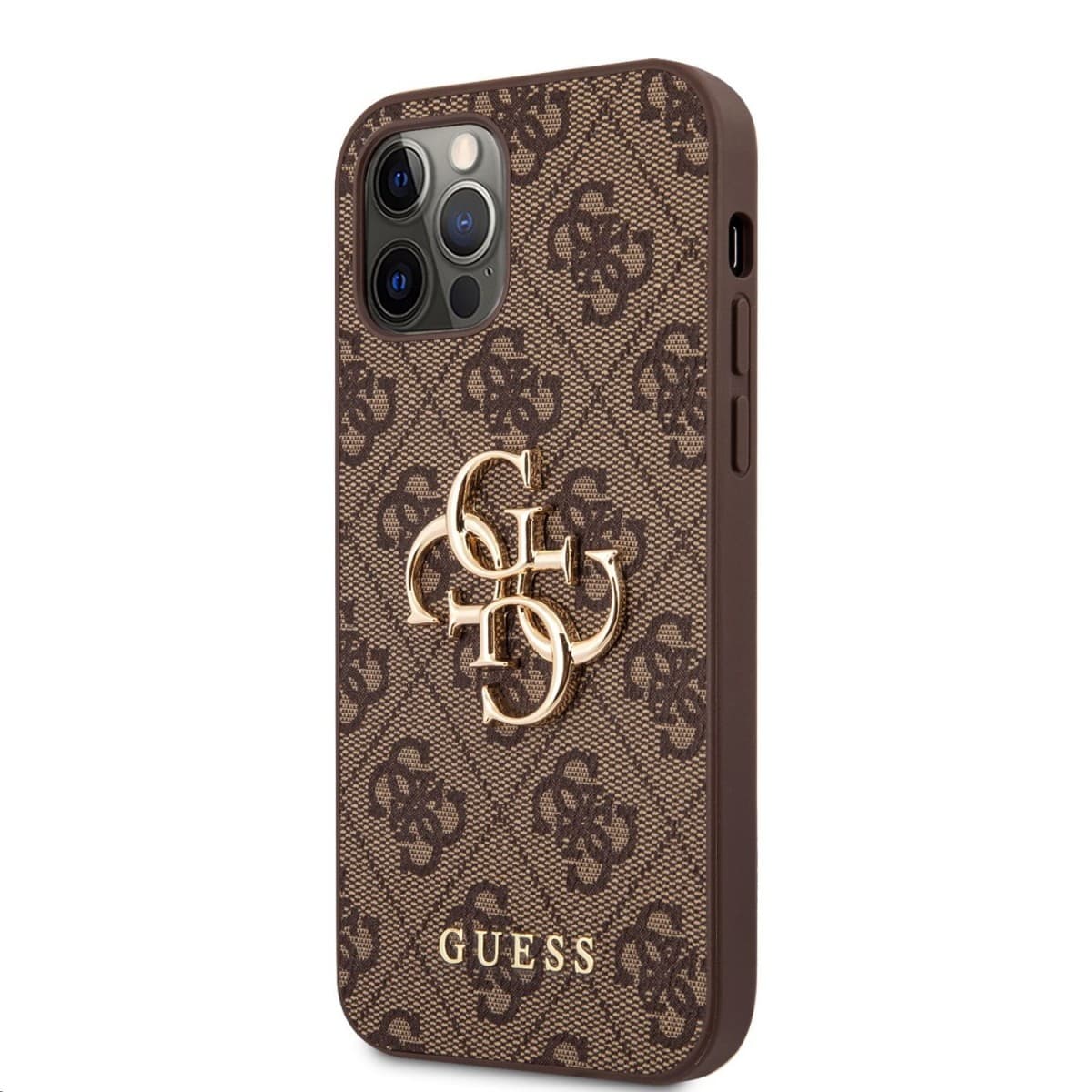 Zadní kryt Guess PU 4G Metal Logo pro iPhone 12-12 Pro Brown - náhled 1