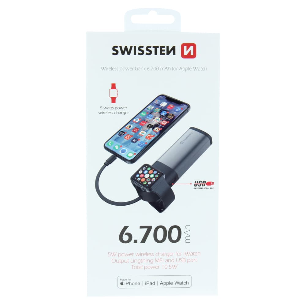 Swissten 2in1 apple watch mfi power bank 6700 mah - náhled 1