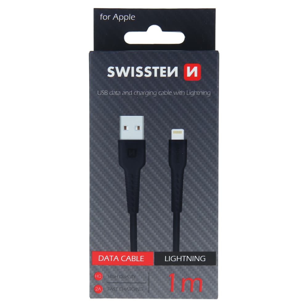 Datový kabel swissten usb / lightning 1,0 m černý