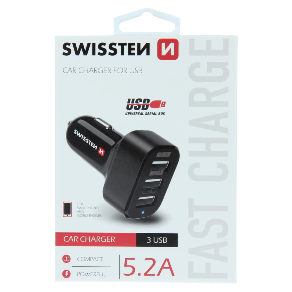 Swissten cl adaptér 3x usb 5,2a power - náhled 1