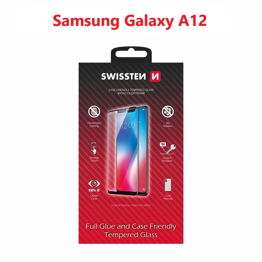 Sklo swissten full glue, color frame, case friendly samsung a125 galaxy a12 černé