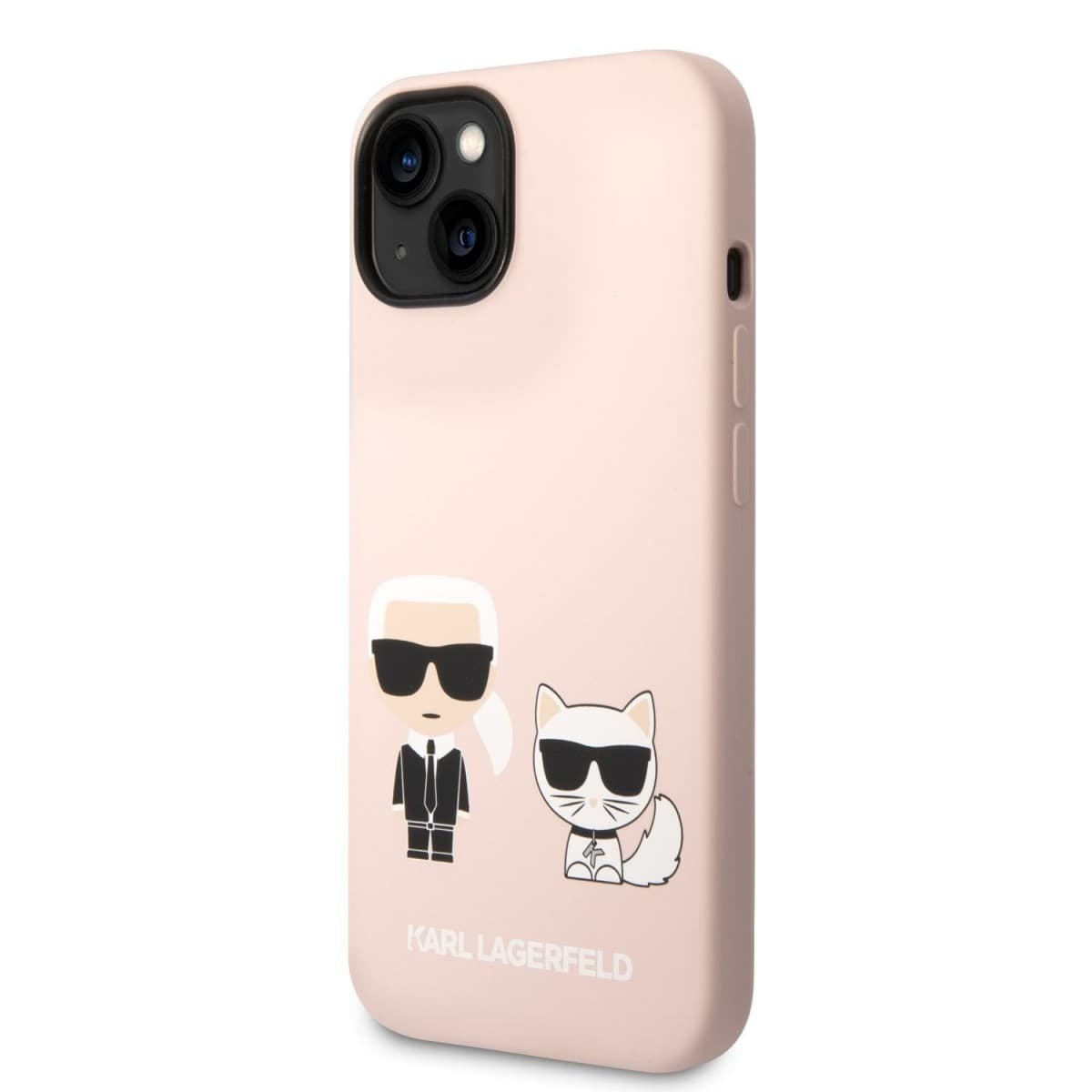 Karl Lagerfeld and Choupette Liquid Silicone Zadní Kryt pro iPhone 14 Plus Pink - náhled 1