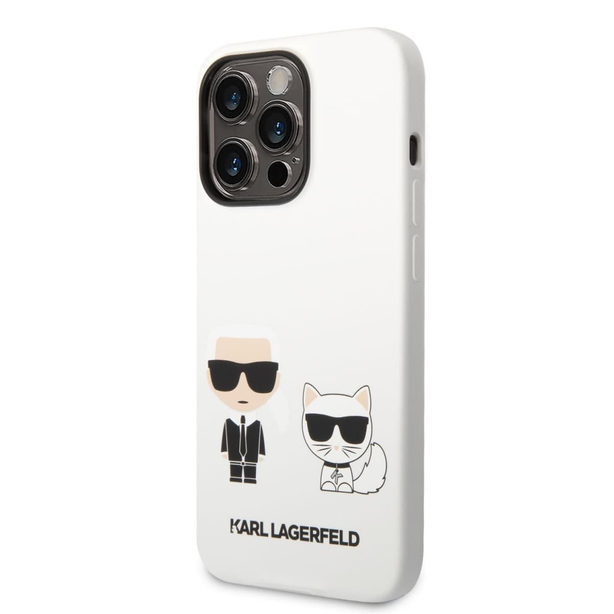 Karl Lagerfeld and Choupette Liquid Silicone Zadní Kryt pro iPhone 14 Pro Max White - náhled 1