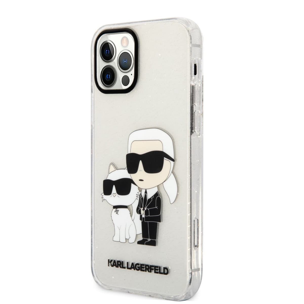 Karl Lagerfeld IML Glitter Karl and Choupette NFT Zadní Kryt pro iPhone 12/12 Pro Transparent - náhled 1