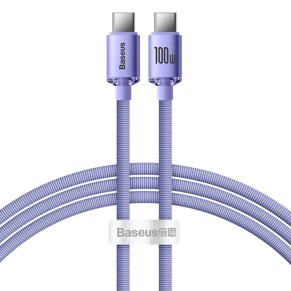 Baseus CAJY000605 Crystal Shine Series Datový Kabel USB-C - USB-C 100W 1,2m Purple - náhled 1