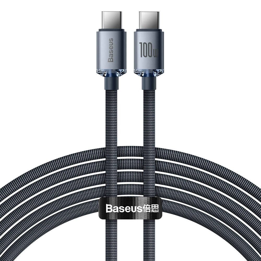 Baseus CAJY000701 Crystal Shine Series Datový Kabel USB-C - USB-C 100W 2m Black - náhled 1