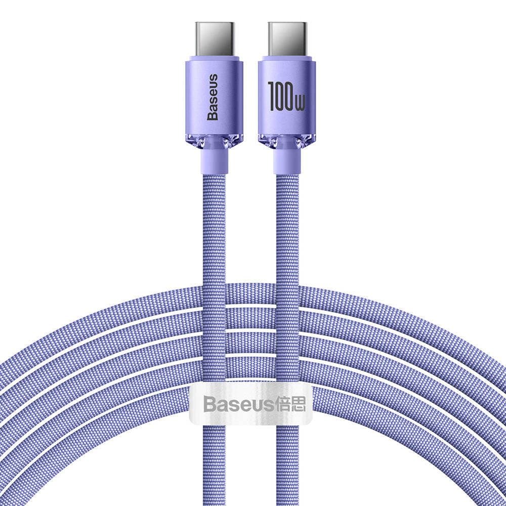 Baseus CAJY000705 Crystal Shine Series Datový Kabel USB-C - USB-C 100W 2m Purple - náhled 1