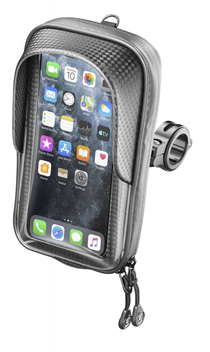 Univerzální voděodolné pouzdro na mobilní telefony Interphone Master Pro, úchyt na řídítka, max. 6,7", černé - náhled 1