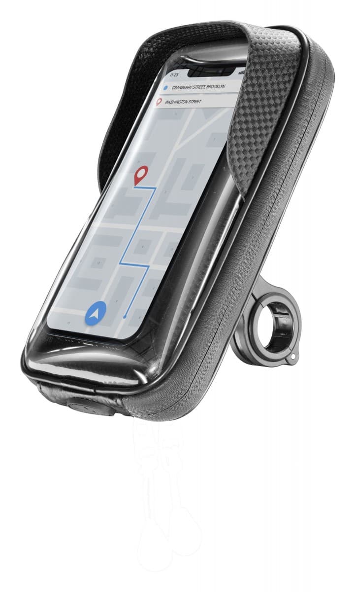 Univerzální držák mobilního telefonu Cellularline Rider Shield na řídítka  pro motorku i kolo, voděodolný, do vel. 6,7", - náhled 1