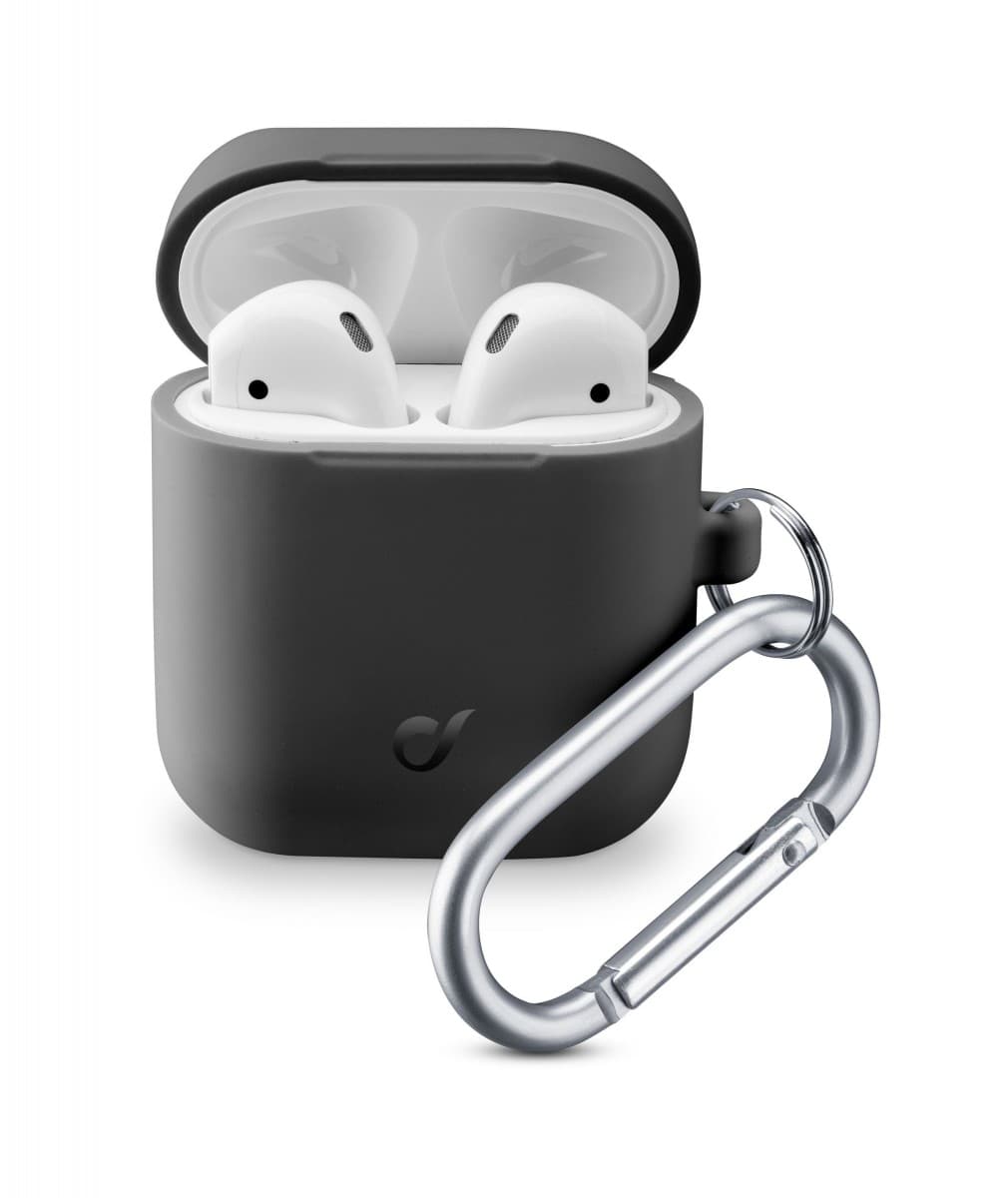 Ochranný kryt s karabinou Cellularline Bounce pro Apple AirPods 1 &amp; 2, černý - náhled 1
