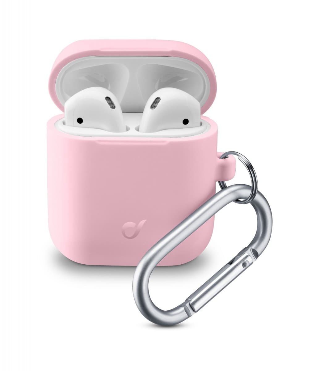 Ochranný kryt s karabinou Cellularline Bounce pro Apple AirPods 1 &amp; 2, růžový - náhled 1