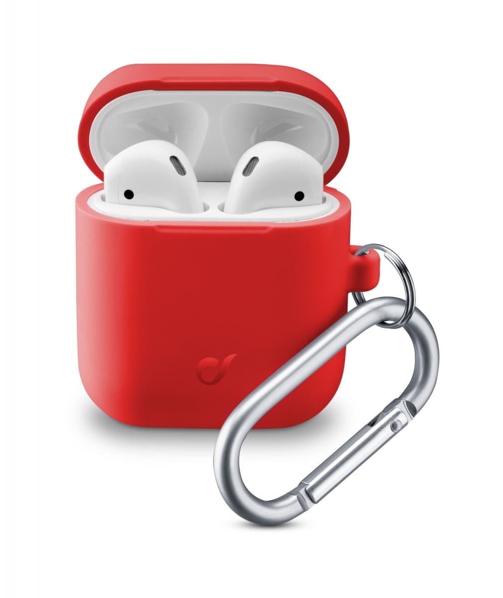 Ochranný kryt s karabinou Cellularline Bounce pro Apple AirPods 1 &amp; 2, červený - náhled 1