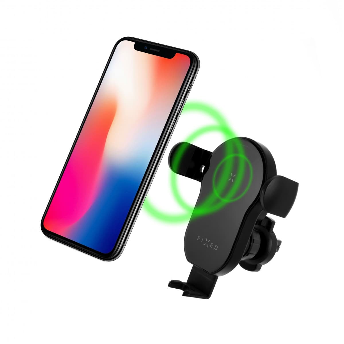 Automatický držák do auta s rychlým bezdrátovým nabíjením FIXED Matic, 15W, černý - náhled 1