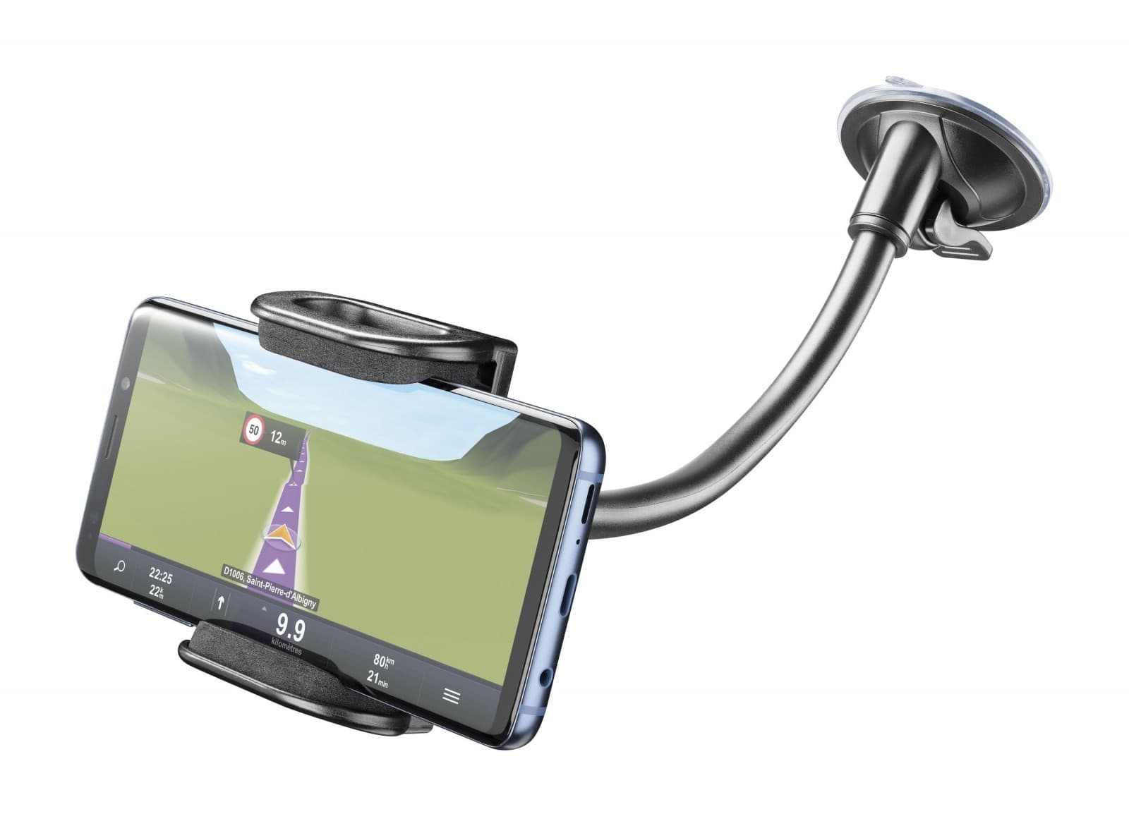 Univerzální držák s přísavkou Cellularline Pilot Flexi pro mobilní telefony, černý - náhled 1