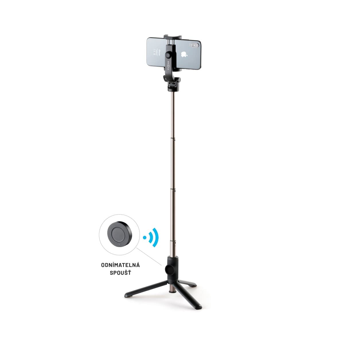 Selfie stick s tripodem FIXED Snap a bezdrátovou spouští, 1/4" závit, černý